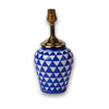 Artisan blue pottery lamp base with floral motifs for interior decoration