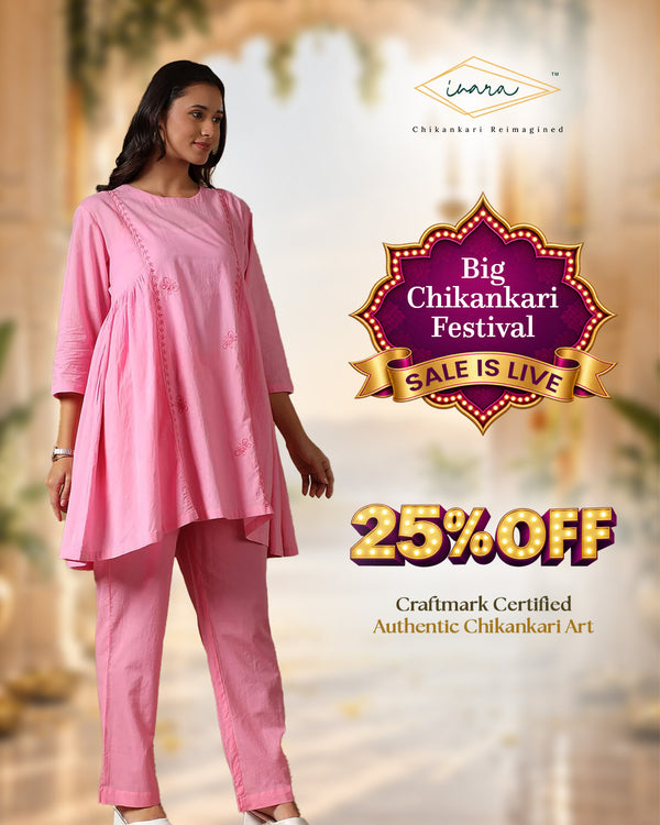 Pink Chikankari Co-ord Set
